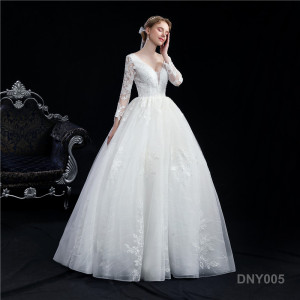 New European and American Women's Long Sleeve One Shoulder Bridal wedding dress sale