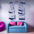 Cartoon Classroom Child Read Book Wall Sticker Library School Large Book Kids Wall Decal Bedroom Vinyl Decor