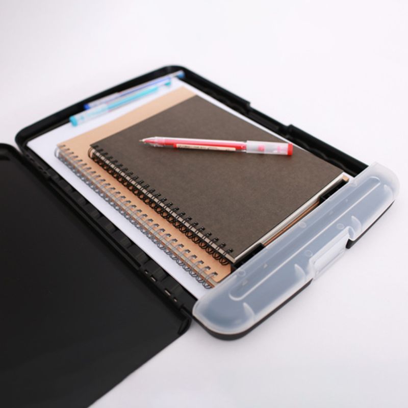 OOTDTY Classic Multifunctional File Folder Organizer Plastic Clipboard Box Case Pen Holder Stationery Office Supplies