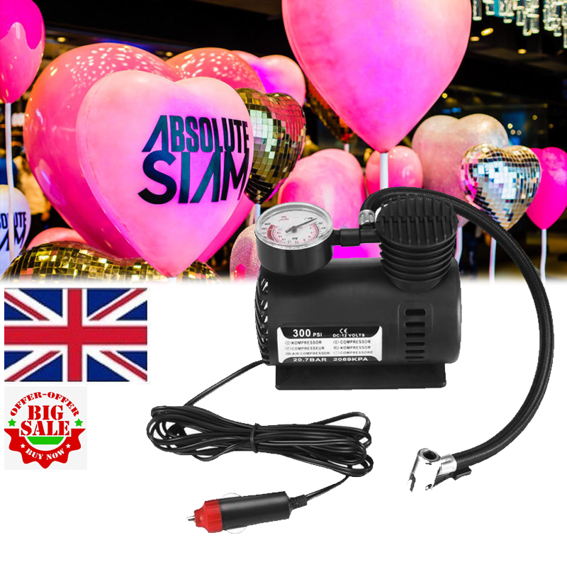 Portable Electric Inflator Black 12V 300 PSI Mini Electric Air Compressor Kit Mini Car Tire Inflator For Ball Bicycle
