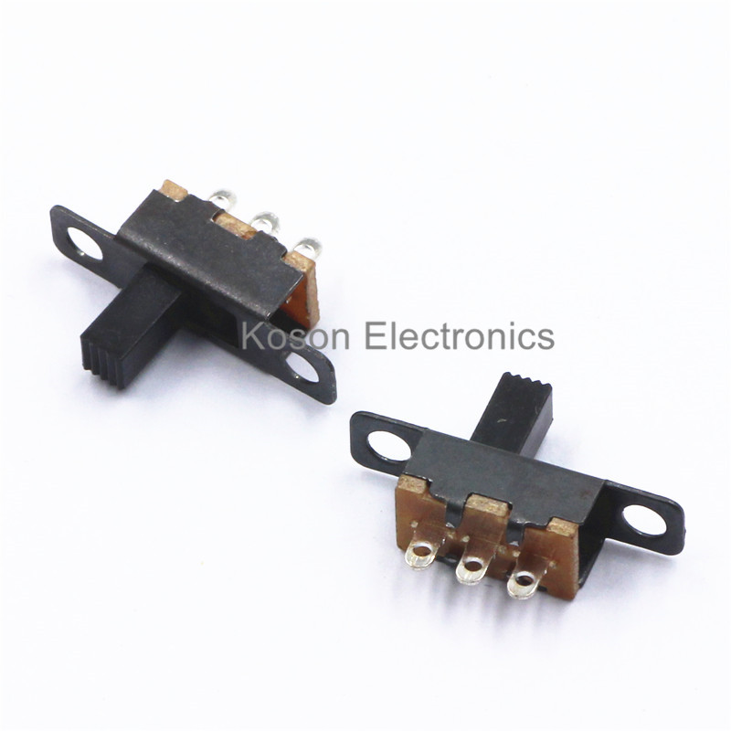 20pcs 3 Pin 2 Position Black Mini Size SPDT Slide Switches On-Off PCB DIY Material Electrical Tools Solder Lug