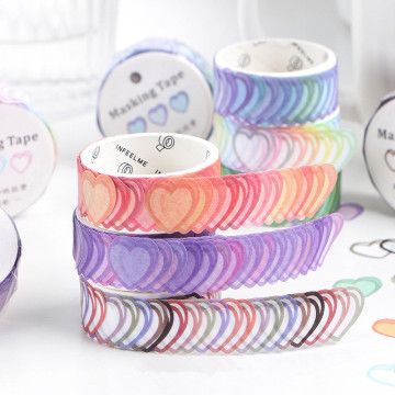 100pcs/Roll Love heart shape Tape Washi Tape Decorative Adhesive Tape DIY Scrapbooking Sticker Label Masking Tape