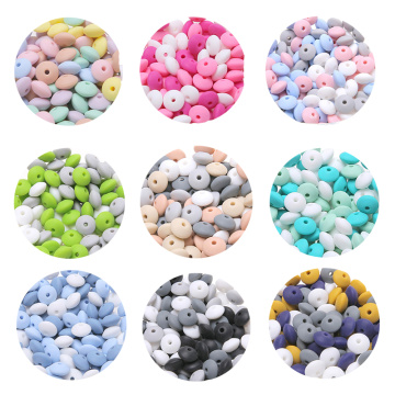 Bopoobo 12mm 20pc Silicone Beads Abacus Lentils Baby Teether Sensory DIY Crafts Chewable Organic Beads Baby Teether