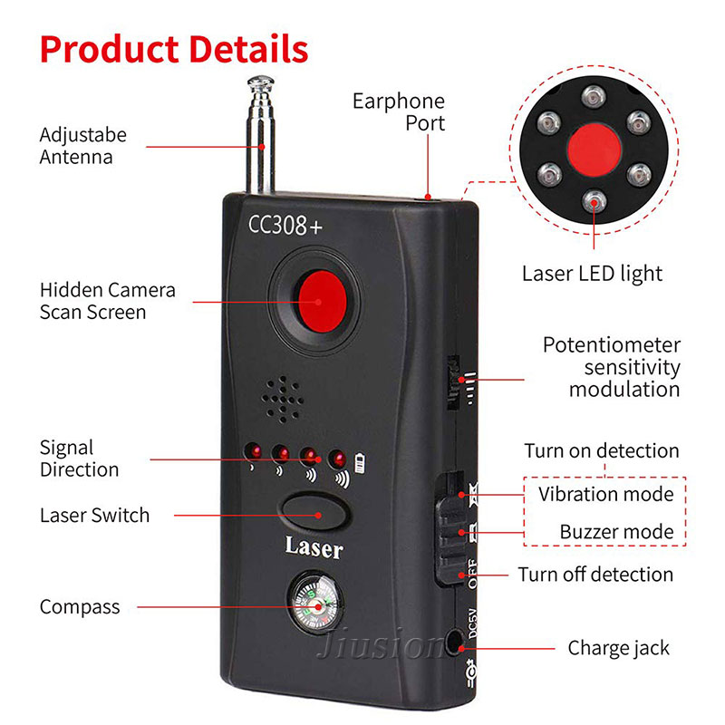 CC308 Anti-spy Hidden Camera Gadgets Detector Gizli Kamera Casus Camaras Espias Escondidas WIFI Signal GPS Tracking Finder