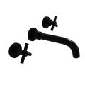 In-Wall Basin Faucet Set 3 hole Gold/Black Gold Brass Double Cross Handle Wall Mounted Bathroom Sink Faucet Hot Cold Tap XR8241