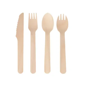 Disposable wooden dessert tableware set