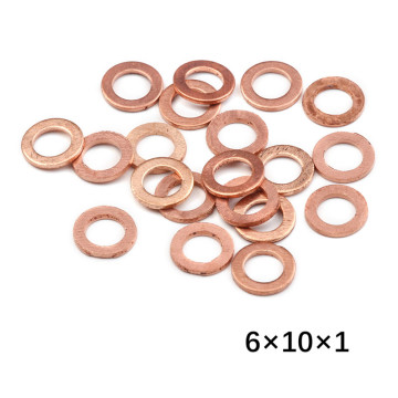 20PCS/Pack 6x10x1mm Solid Copper Washer Flat Ring Gasket Sump Plug Oil Seal Fittings Washers Fastener Hardware Accessories