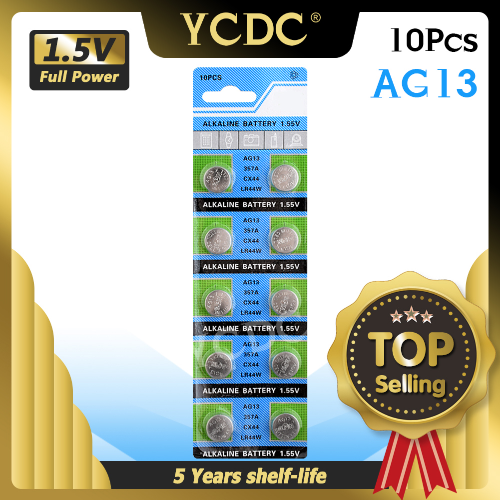 YCDC +2020+ +Sale+ 10 Pcs AG13 LR44 357A S76E G13 Button Coin Cell Battery Batteries 1.55V Alkaline Pilas Boton