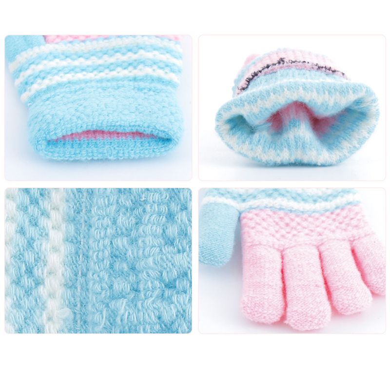 1 pairs For 7-12 years old children Winter Boys Girls Knitted Gloves Warm Mittens Gloves for Children Toddler Kids