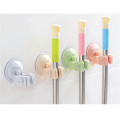 Kitchen Bathroom Mop Broom Holder Rack with Suctions Cup Wall Mounted Mop Home Storage Rack