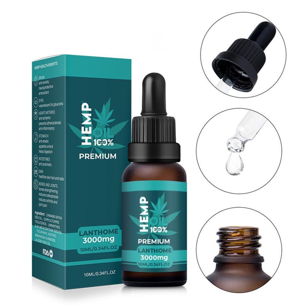 10ML Organic Hemp Oil 3000mg CBD Hemp Seed Oil Extract Anxiety For Skin Drop Anti Better Sleep Relief Stress Essence Pain