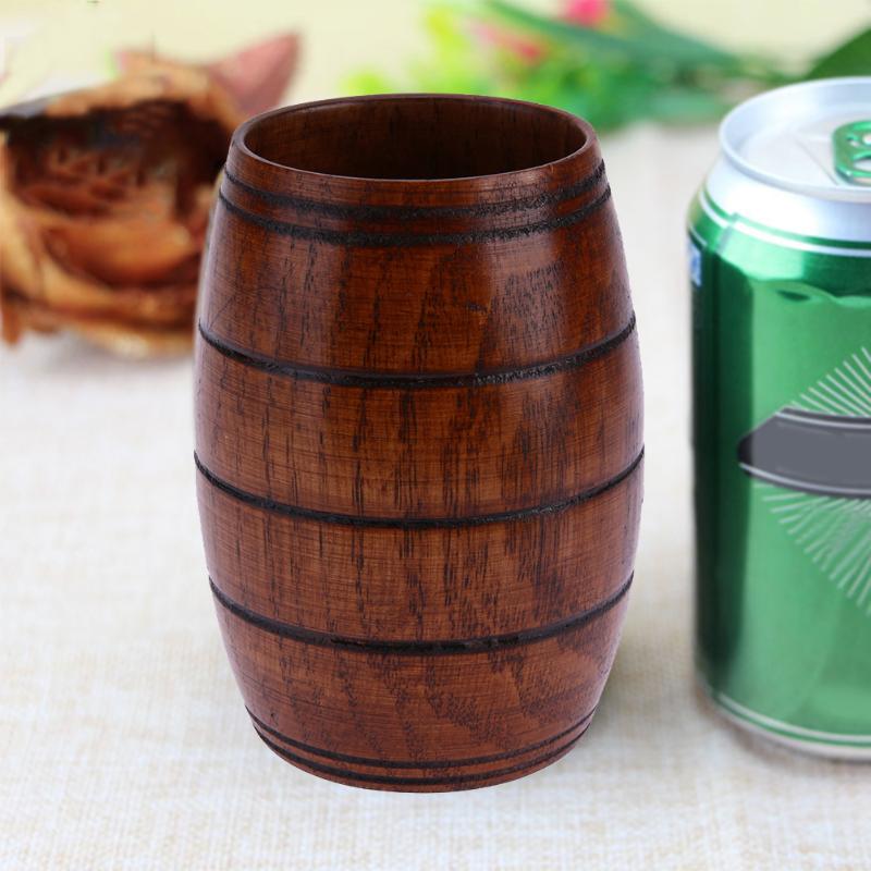 Wooden Cup Big Belly Beer Cup Jujube Wood Carved Three-line Classical Wooden Cup Eco-Friendly Drinkware Kitchen Bar Accessories