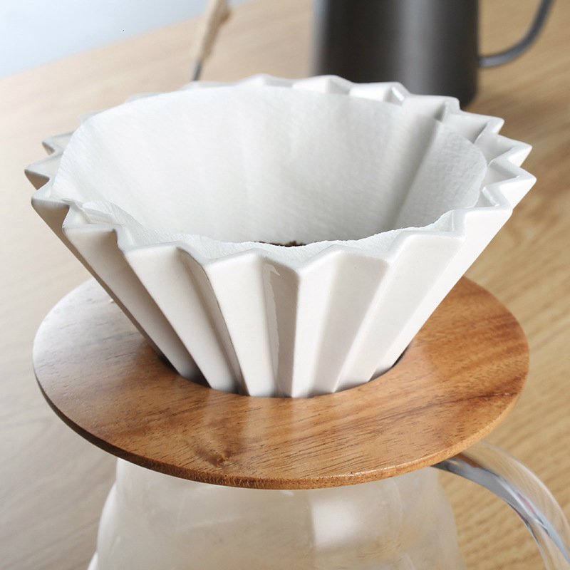 V60 Colorful Ceramic Flexagon Permanent Coffee Filters Holder Maker Cone Type Paper Folding Design Cafe Dripper Strainer Tools