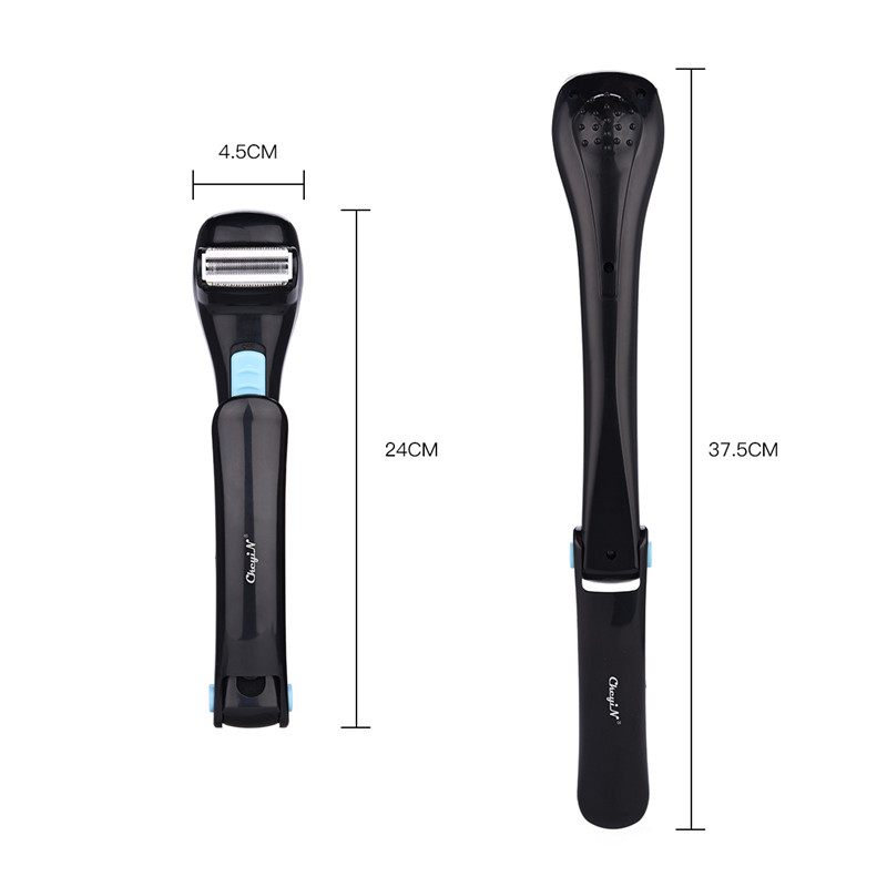 2 in 1 Electric Back Hair Shaver Foldable Long Handle Razor Remover Shaving Machine Safe Epilator Self Groomer with Big Blade