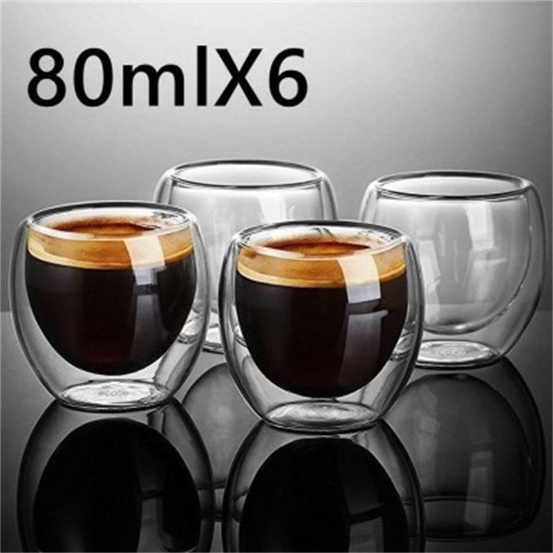New Double Wall Shot Wine Beer Glass Double Wall Espresso Coffee Cup Tea Set Cup 80-450ml Heat Resistant Teacup Glasses Creative
