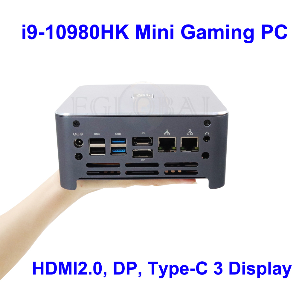 EGLOBAL Intel Core i9 10980HK Mini PC Windows 10 Pro Key HDMI2.0 DP USB-C 3 Display Computador i7 10750H Gaming Computer