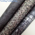 GREY Glitter Fabric, Metallic Faux Fabric, Crocodile Synthetic Leather Fabric Sheets For Bow A4 21x29CM Twinkling Ming XM838