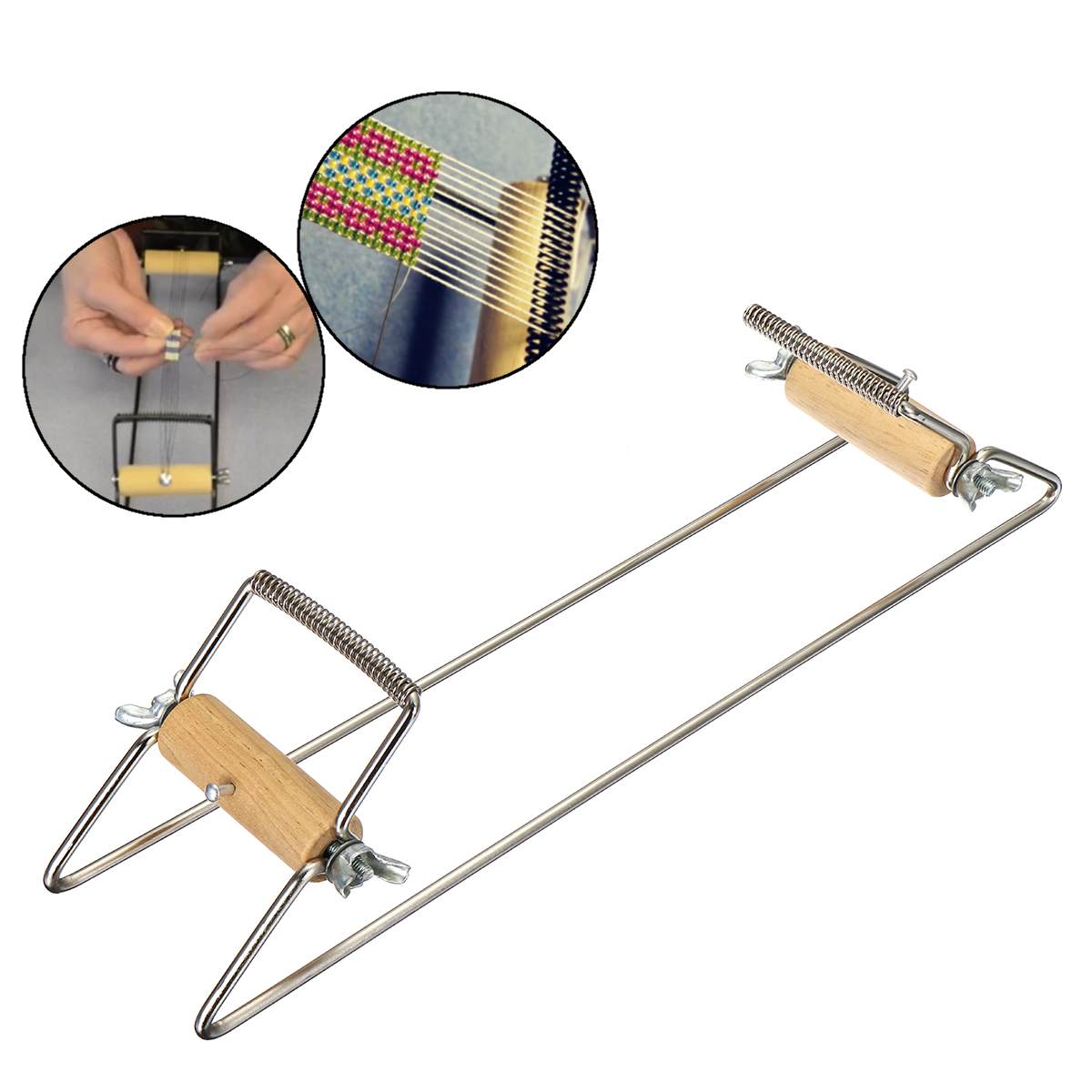 Bead Loom Art Craft Belt Headband Key Chain Weaving Making Machine Beading Tool Metal+Wood Portable Lightweight 32x6.5cm