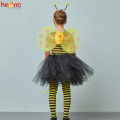 Children Bumble Bee Costume Set Girls Tutu Wings & Headband Yellow Black Kids Fancy Dress Halloween Dress Up Party Clothes