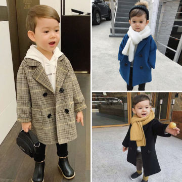 Children Woolen Coat Spring And Autumn New Kids Wear Handsome Boy Jacket Medium And Long Coat For Boys Outwear