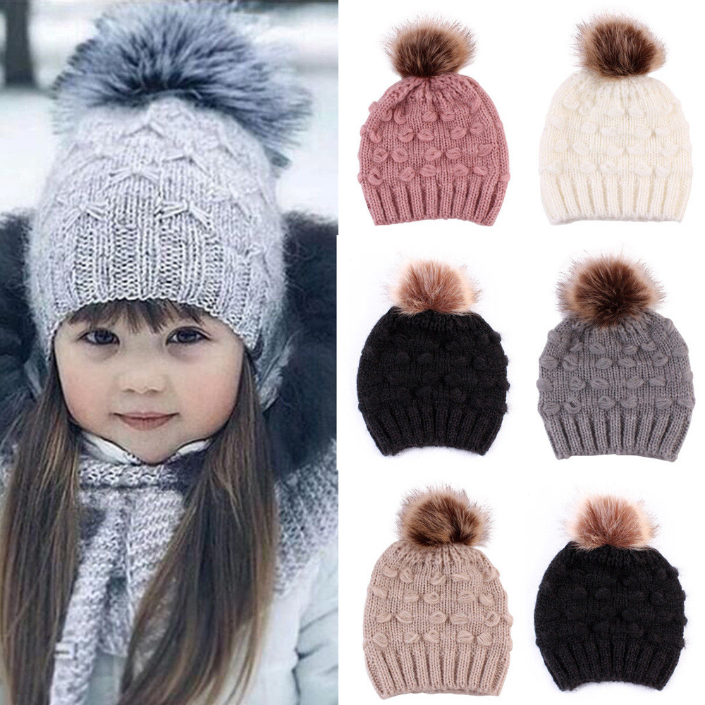Baby Winter Knit Beanies Cute Toddler Kids Girl&boy Baby Infant Winter Warm Crochet Knit Hat Beanie Cap Elastic Soft Cotton Hats