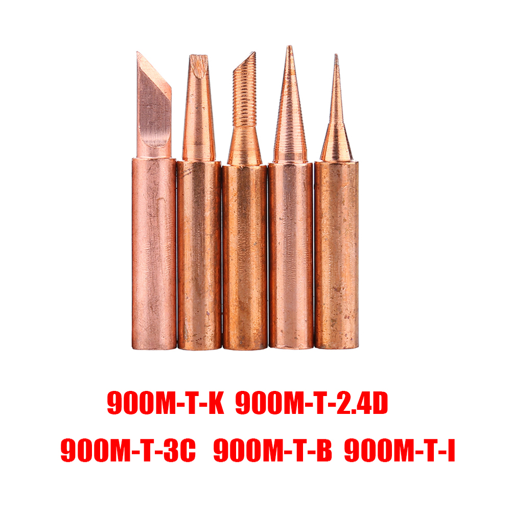 5pcs/lot Pure Copper 900M-T Soldering Iron Tip Lead-free Solder Tips Welding Head BGA Soldering Tools