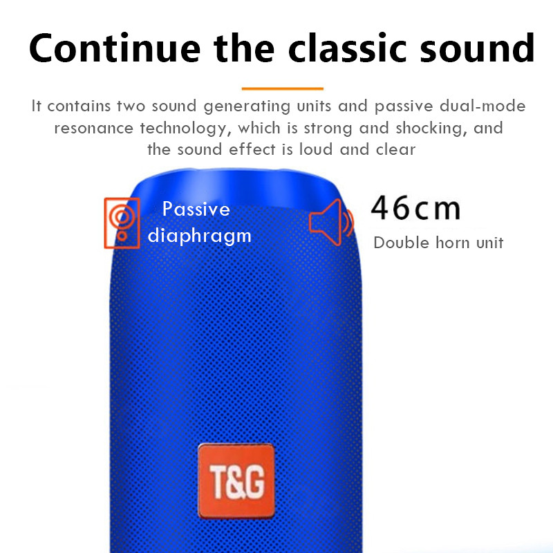 Portable Bluetooth Speaker 20w Wireless Bass Column Waterproof Outdoor USB Speakers Support AUX TF Subwoofer Loudspeaker TG117