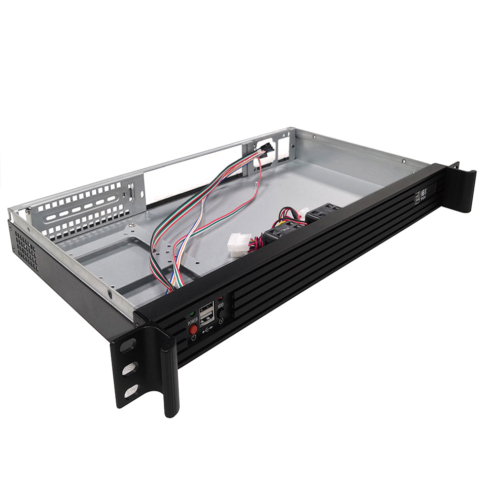 19 inch 1U250L rack-mounted server chassis 1U short computer case aluminium panel support MINI-ITX motherboard 200W power supply