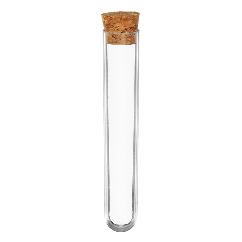 10pcs/lot 18x100mm Transparent Plastic Test Tube With Cork Stopper Round Bottom School Laboratory Equipment Educational Supplies