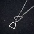 Double Horseshoe Pendant Necklace Stainless Steel Simple Horse Stirrup Jewelry for Women Girls Gift