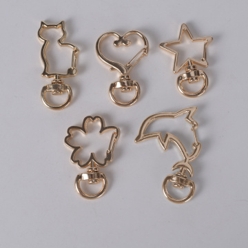 5Pcs/Lot Flower Cat Heart Dolphin Pentagram Clasps For Jewelry Making Diy Supplies Findings Connectors Bag Keychain Accessories