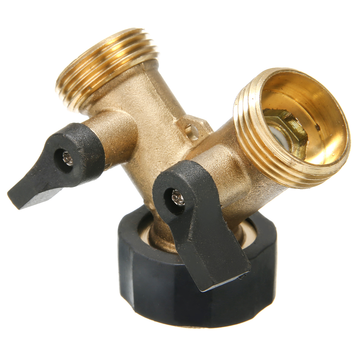 Hose Splitter Brass TPR Tap Distributor 2 Way Y-shaped Tap Distributor Hose Splitter With Couplings for 3/4" Tap