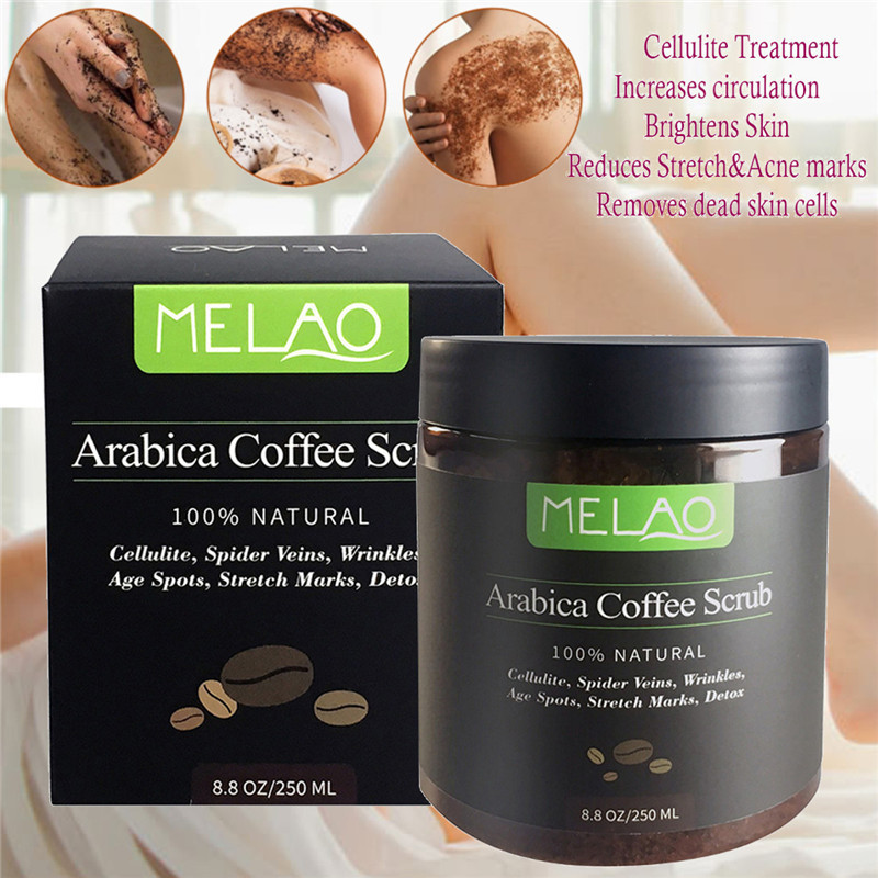 Dropship 1Pc Coffee Body Scrub Natural Coconut Oil Body Scrub Exfoliating Whitening Moisture Reducing Cellulite 250ml Skin Care