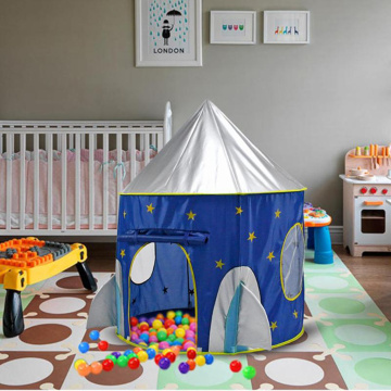 Rocket Ship Up Play Tent for Boys and Girls, Foldable Indoor and Outdoor Castle Playhouse, Easy Set Up