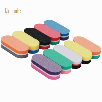 10Pcs/lot Colorful Mini Nail Thick Sponge Oval Block Double-side Nail Buffer Files Sandpaper Beauty Pedicure Nail Art Tools