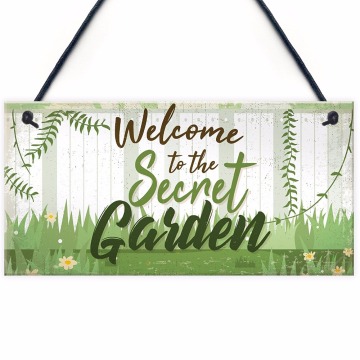 Meijiafei Welcome To The Secret Garden Hanging Plaque Garden Shed SummerHouse Sign Signs For Her 10