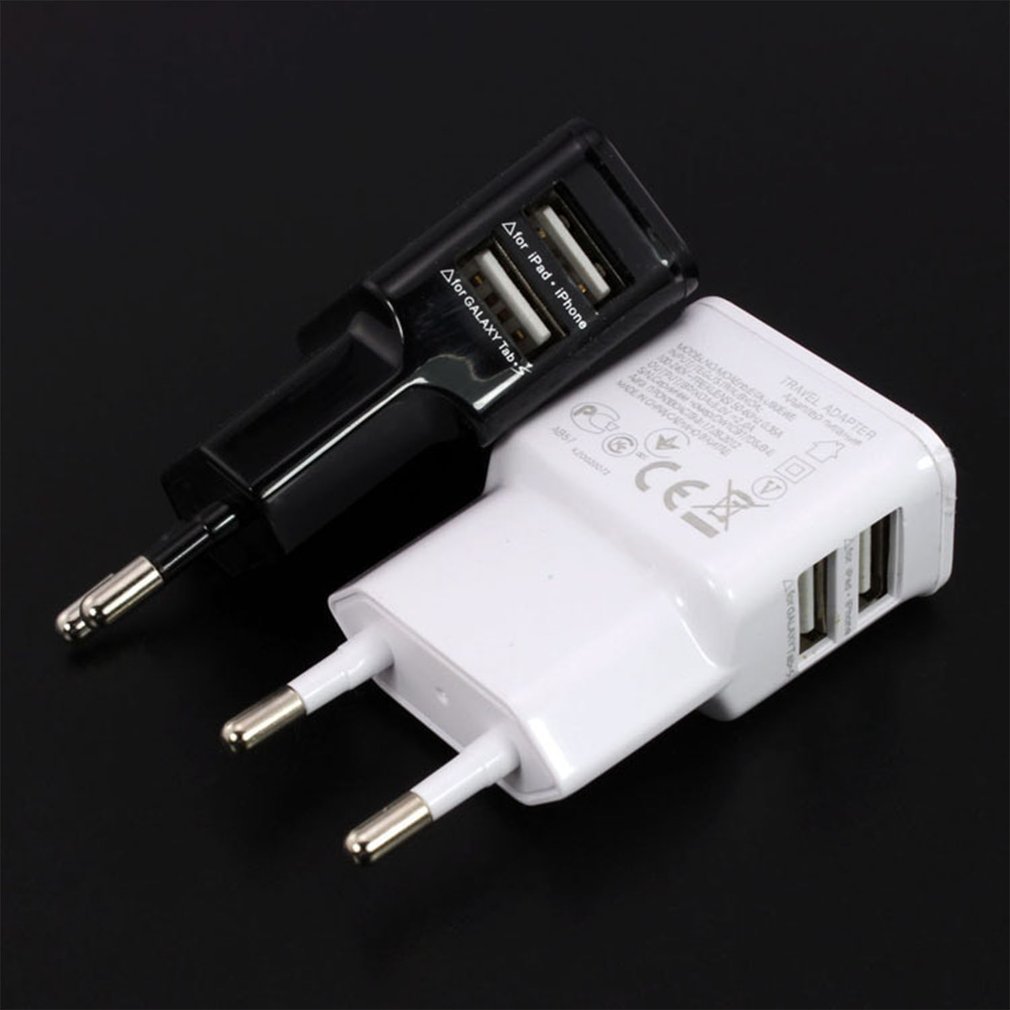 1A Portable Dual USB Power EU Adapter Mobile Phone Charger Electrical Socket Travelling Matching Charger Adapter For Smartphone