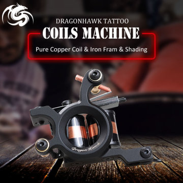 Dragonhawk Iron Tattoo Guns Shading Machine 10 Wrap Copper Coils Supplies