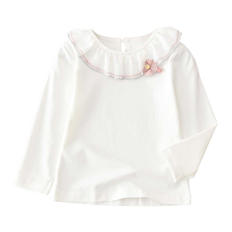 Autumn Sweet Baby Girls Lace Basic Shirt Fashion Girls Tops Cotton Blouse Long Sleeve Princess Girls Shirts 1-11Y RT121