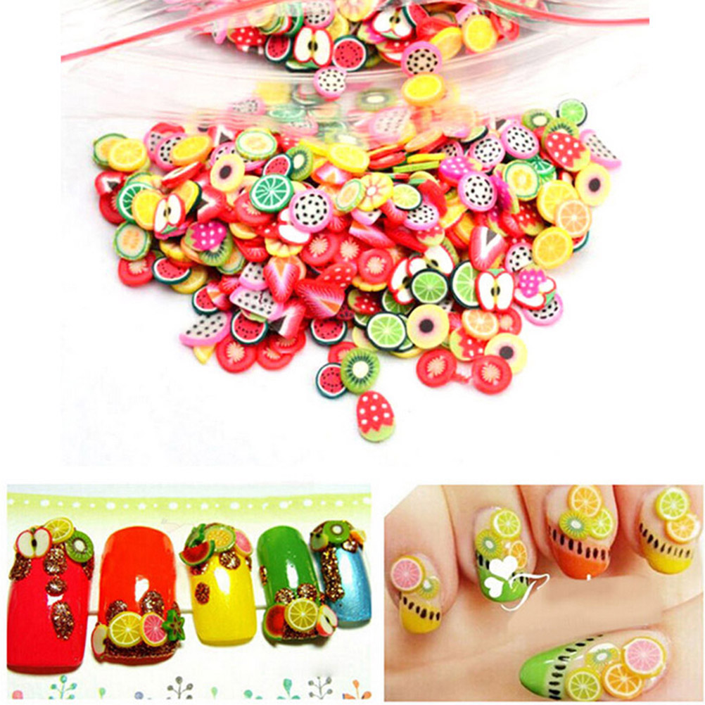 DIY 3D Fruit Animals Design Nail Art Sticker Decor 1000Pcs Fimo Flowers Clay Series Nails Decorations new