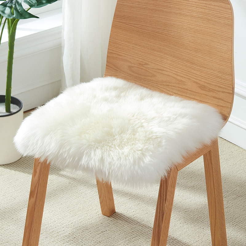 Pure Wool Chair Cushion Thicken Winter Cushion Warm Wool Sofa Cushion Furry Cushion Sheepskin Office Chair Cushion