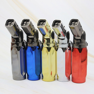 Four Straight Red Fire And Windproof Gas Lighter With Hanging Buckle Four Nozzle Pipe Cigar Inflatable Fire Machine Igniter