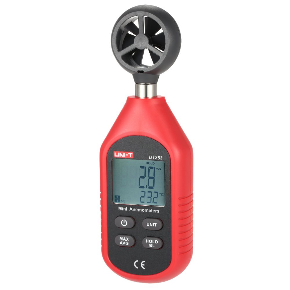UNI-T Anemometer Mini LCD Display Digital Anemometer Wind Speed Temperature Measuring Wind Scale Windchill Indication UT363