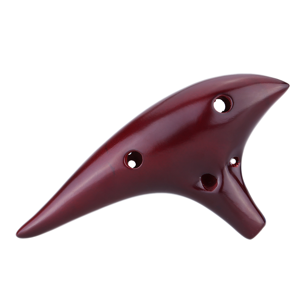 12 Holes Ceramic Ocarina Flute Alto C Smoked Burn Submarine Style Musical Instrument with Music Score for Beginner