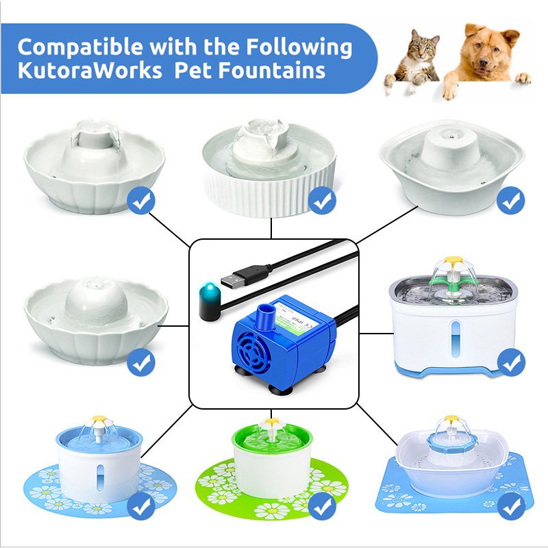 Pet Water Pump Pet Cat Water Fountains Pump Compatible Motor LED Light for Pet Drinking Fountains Motor Accessories Replacement