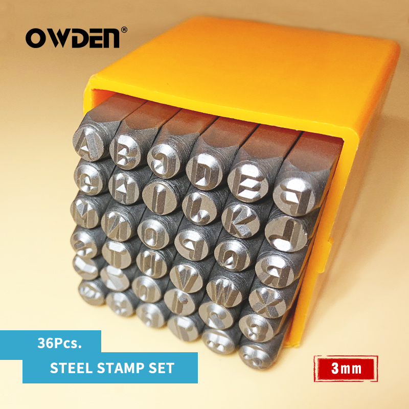 OWDEN 36Pcs Steel Metal Stamp Set Number and Letter Punch Tools 3mm Jewelry stamping tool steel letter punch set