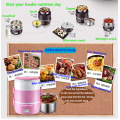 Mini Electric Rice Cooker Stainless Steel 4 Layers Steamer Portable Meal Thermal Heating Lunch Box Food Container Warmer