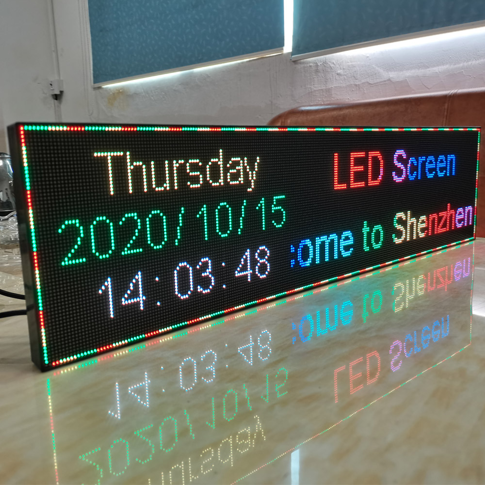 LED Sign Billboard word display digital signage indicator Rolling subtitle Multi show Phone WiFi Update program 64*16cm