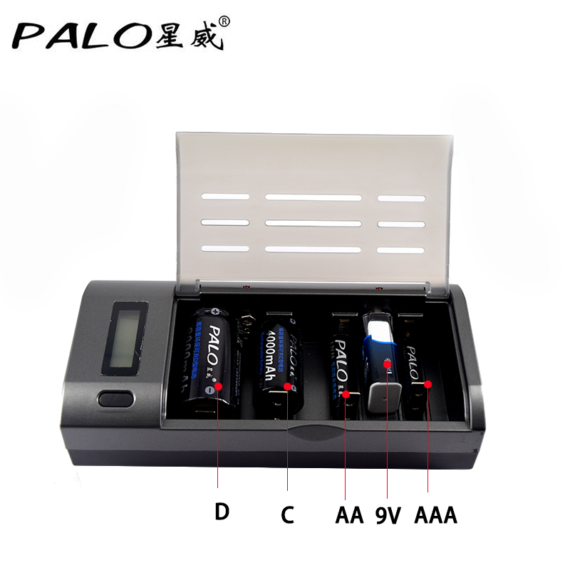 PALO New-type Fast Charger C906w High Quality Environmentally Black Charger For AA AAA C D 9v nimh nicd Rechargeable Batteries