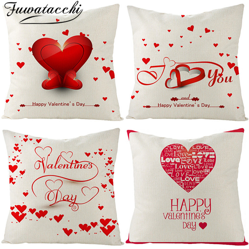 Fuwatacchi Love Cushion Cover Valentine's Day Present Pillow Cover for Home Chair Sofa Decorative Pillowcases 450mm450mm